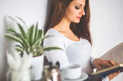 A woman reading a book