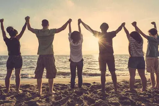 A group of people interacting with each other