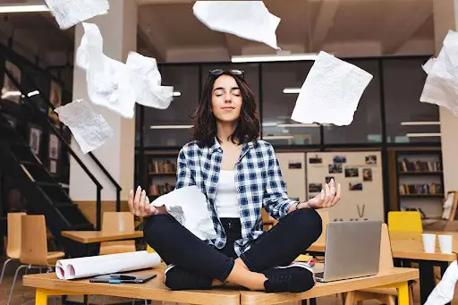 A woman meditating