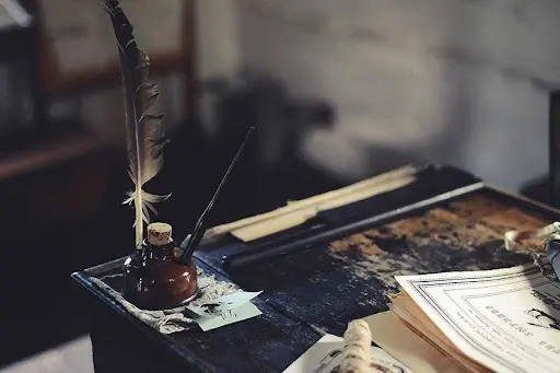 An inkpot with a pen